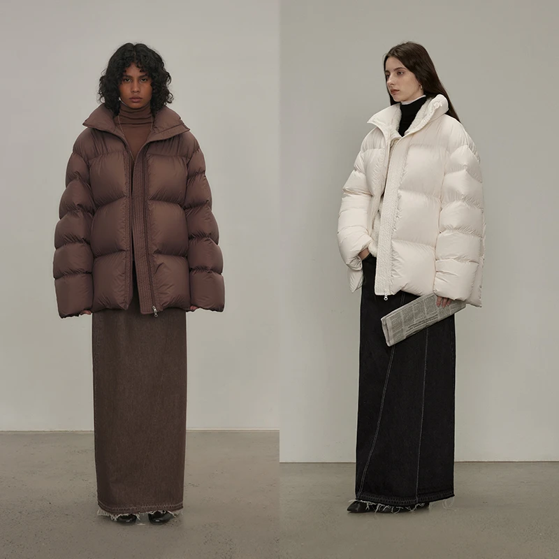 半圆原创设计师品牌女装2023年冬季时尚加厚羽绒服女J23405045