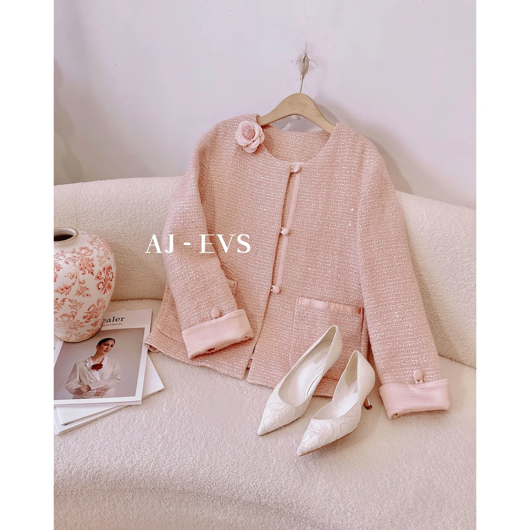 AJ-EVS【浪漫秋季·意大利亮片纱羊毛秋款休闲外套】