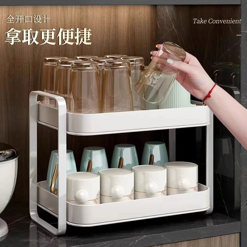 水杯置物架【加厚外贸品质】家用茶杯咖啡杯玻璃杯沥水盒双层托盘
