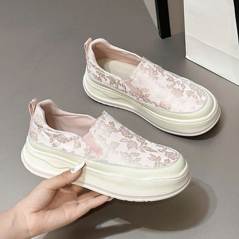 2024春夏新款上班不累脚一脚蹬乐福鞋女国风厚底平底套脚单鞋女鞋