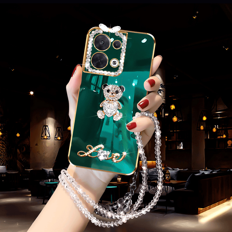oppoReno9pro手机壳网红防摔时尚女款Reno9pro+镶钻熊高档保护套k