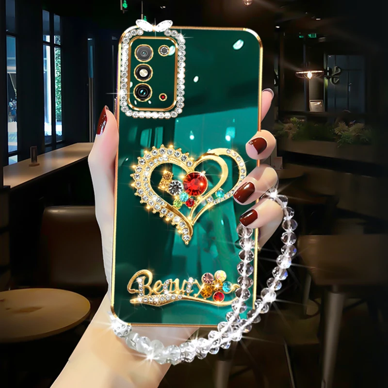 华为荣耀x30max手机壳HonorX10max网红爱心镶钻KKGAN70硅胶保护套