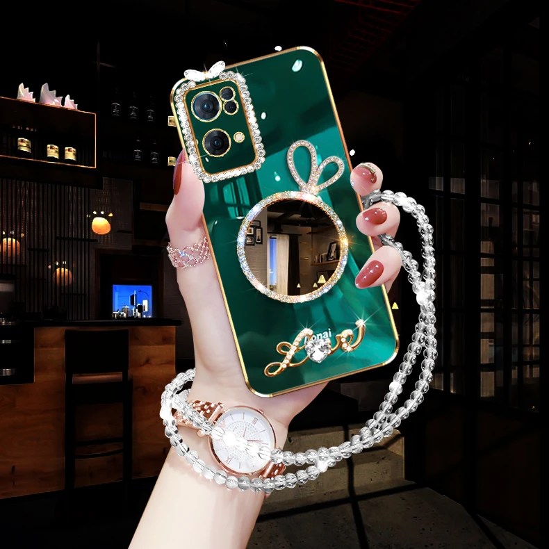 oppoReno7pro手机壳超薄新品女生款补妆镜创意PFDM00防摔保护套潮