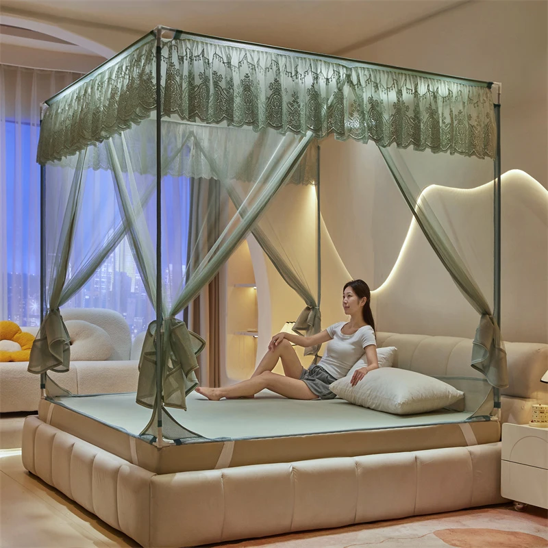家用防摔防蚊加厚三开门1.7米加高蚊帐座床式防掉1.5m床1.8米床