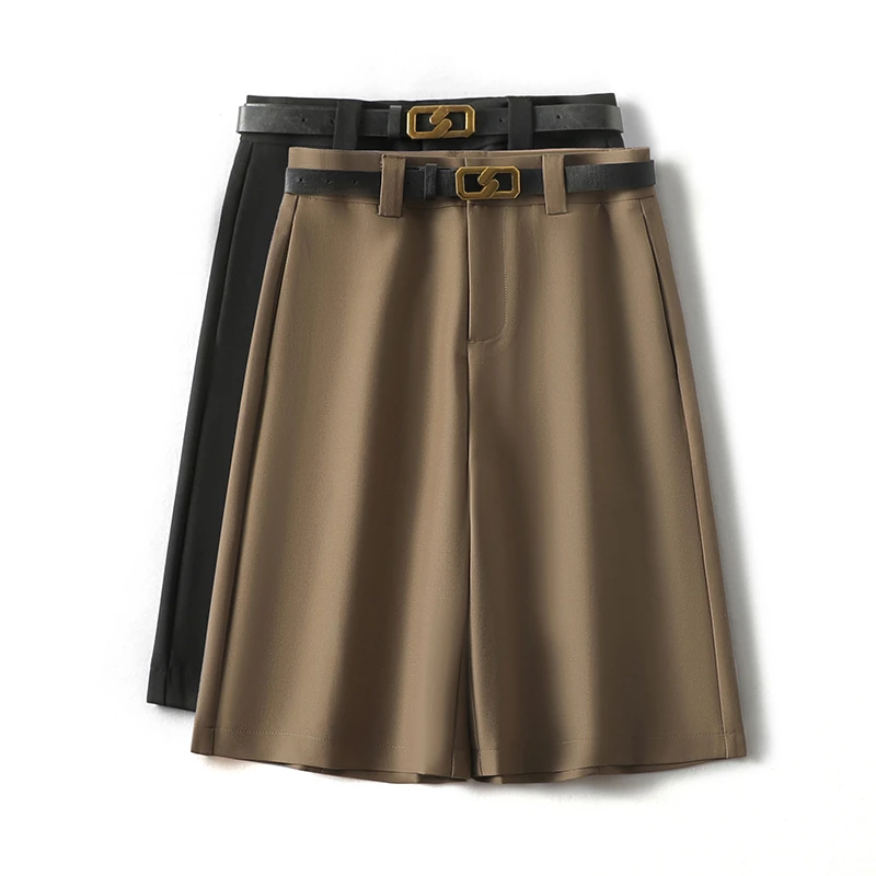 网红时尚五分裤女夏季2025新款潮中性百慕大西装短裤休闲直筒中裤