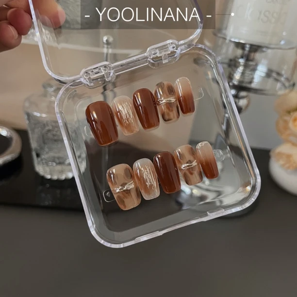 【焦糖冰咖】显白美甲纯手工穿戴甲