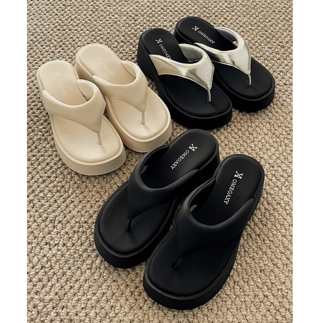 南在南方厚底人字拖2024新款百搭凉拖鞋 前跟高3.5cm后跟高6cm