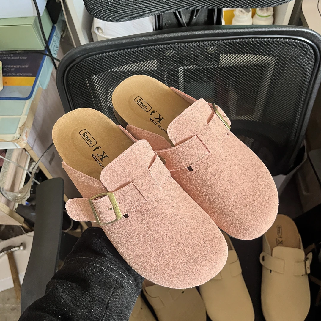 南在南方法式复古软底包头半拖2024新款厚底一脚蹬平底外穿勃肯拖