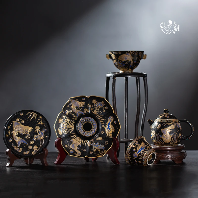 【预售】景德镇 青衿堂出品 珐琅彩 描金鱼藻纹系列 茶道茶具