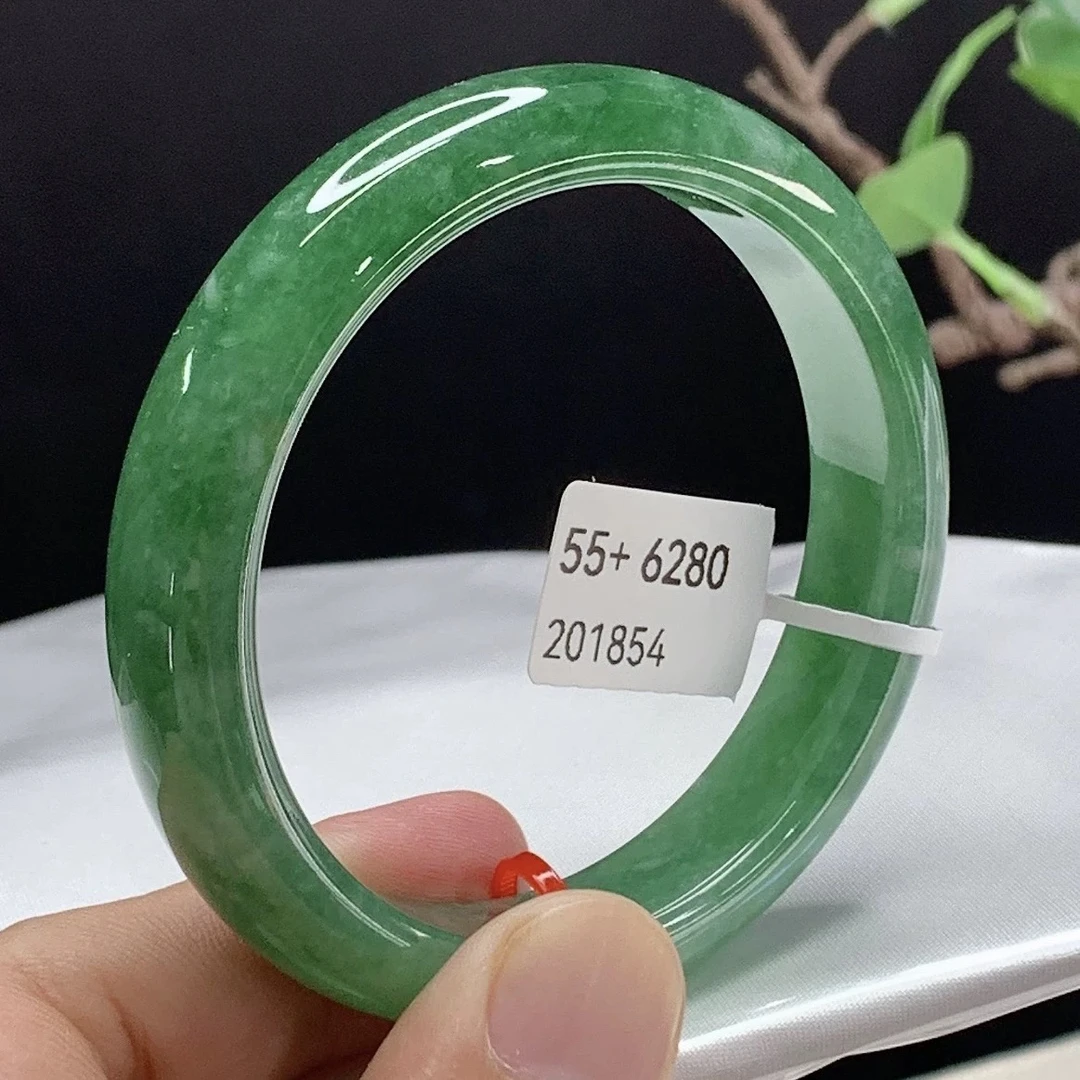天然缅甸翡翠手镯A货 55+正圈 201854