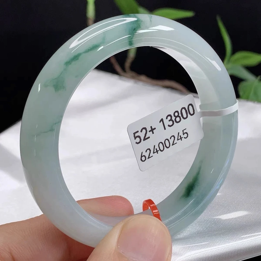 天然缅甸翡翠手镯A货 52+正圈 62400245