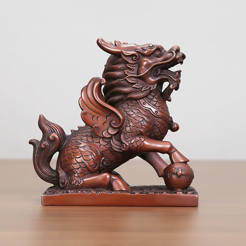 紫铜特大麒麟摆件全铜带底座特大坐麒麟中式传统高档装饰摆设