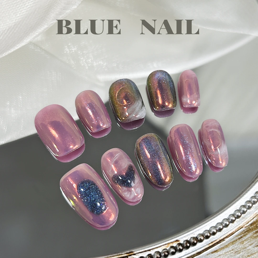 【B612行星】蓝珊手工穿戴甲浪漫粉雾星云星系魔镜追光猫眼小众设计