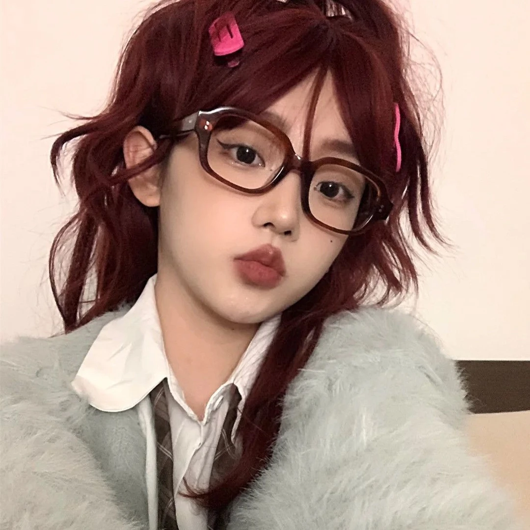 2023新款复古风透茶色玳瑁眼镜框女椭圆形粗框韩版潮辣妹眼镜框女