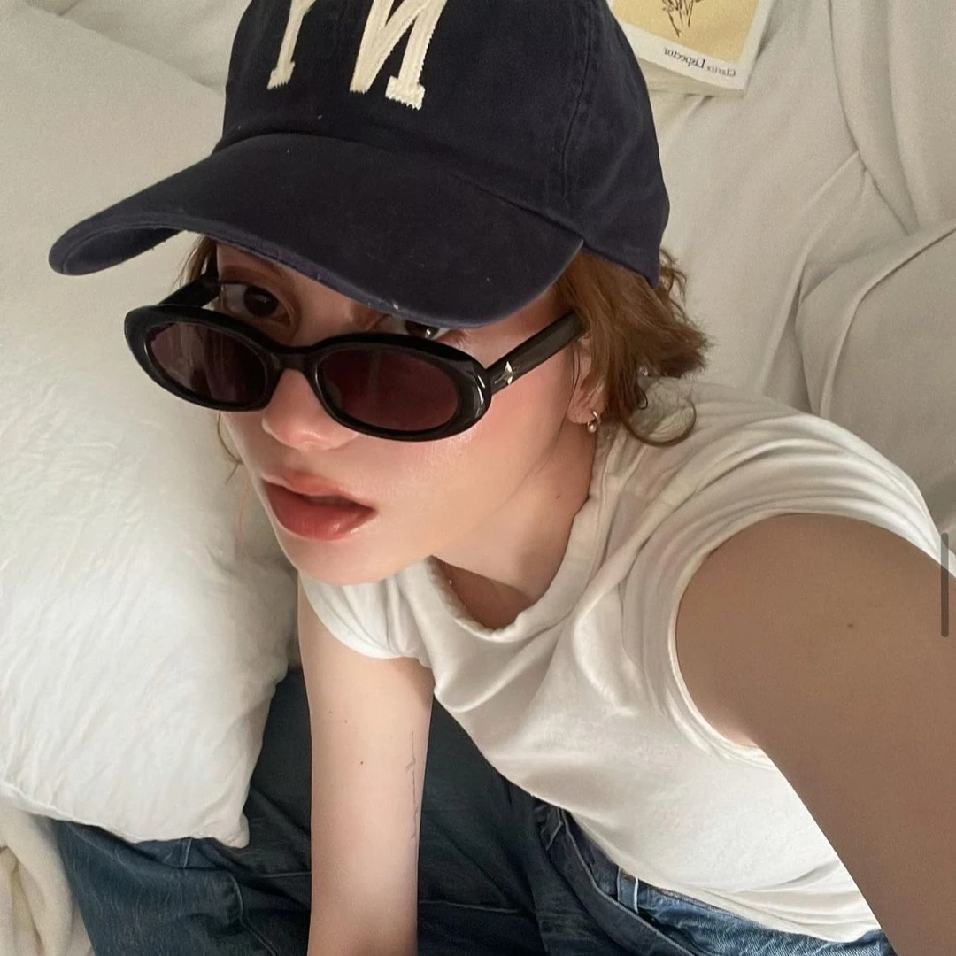 网红同款小框椭圆墨镜女2023新款网红太阳眼镜高级感小脸圆脸