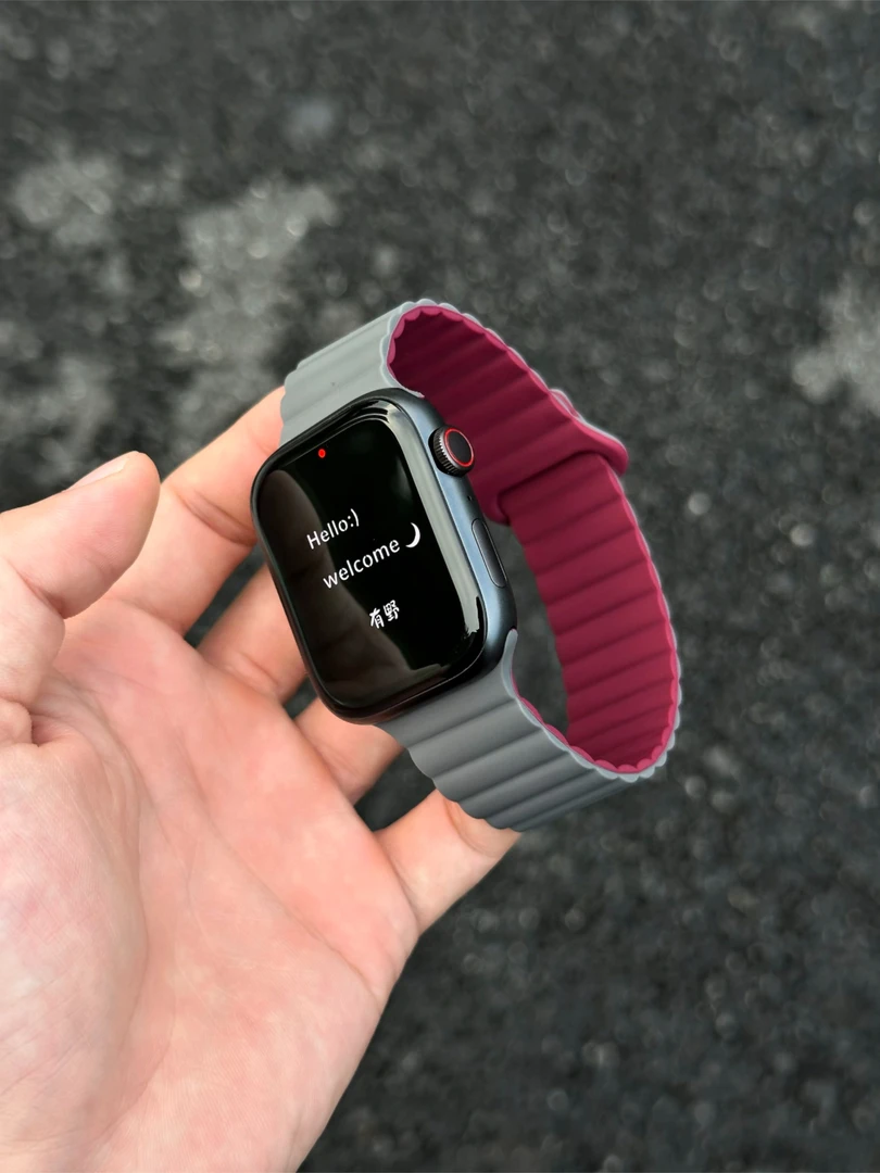 拼色硅胶磁吸回环适用苹果表带AppleWatchS10/S9/S8/S765Ultra2