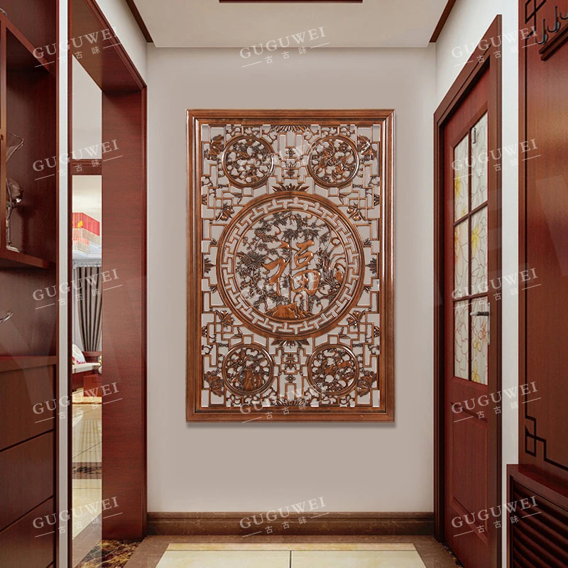 竖版梅兰竹菊四季福香樟木挂件