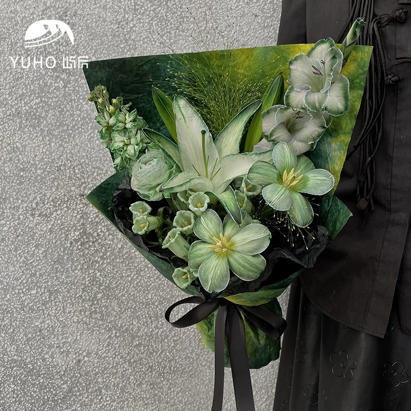 屿后 水墨石纹纸鲜花花束包花纸花店diy手工肌理纸花艺包装材料