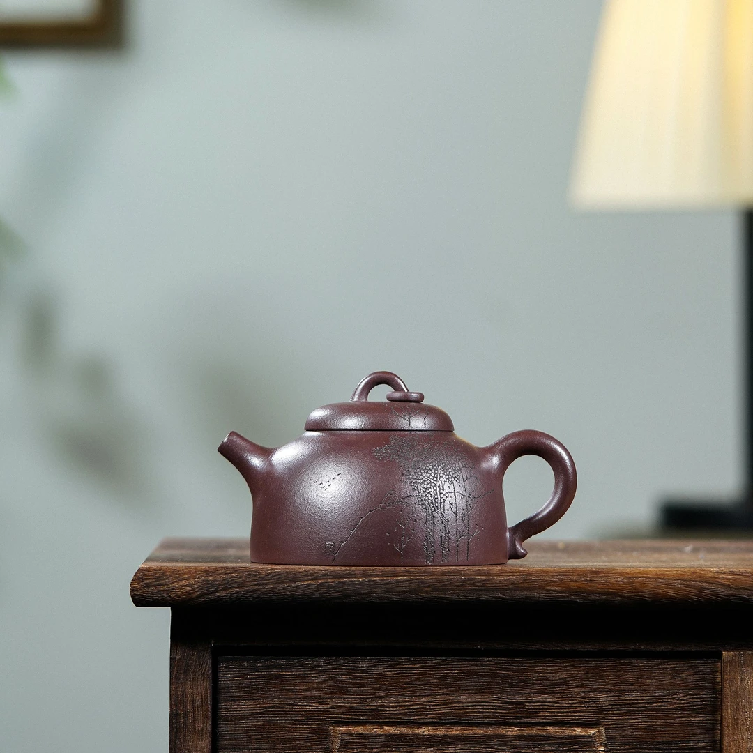 悦茗壶原创.紫泥【龙隐】紫砂茶壶.220cc