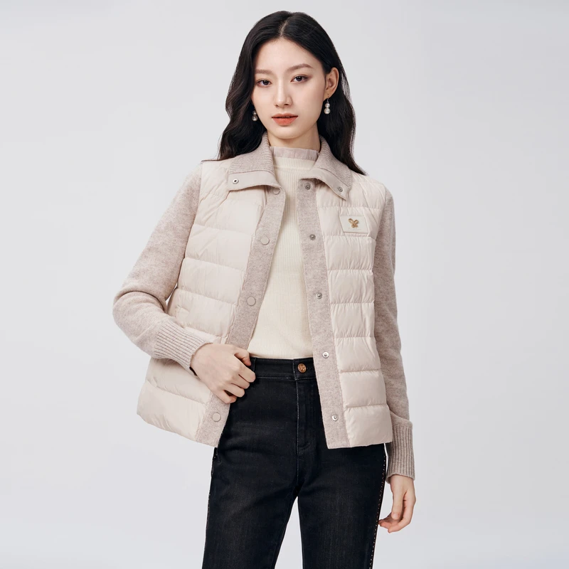 BuouBuou【都市轻量】秋冬新品拼接白鹅绒羽绒服女BJ4E828