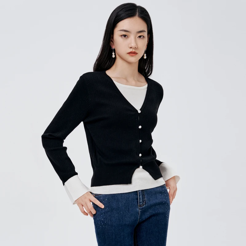 BuouBuou25春新法式美丽诺羊毛针织长袖上衣女DKGA910