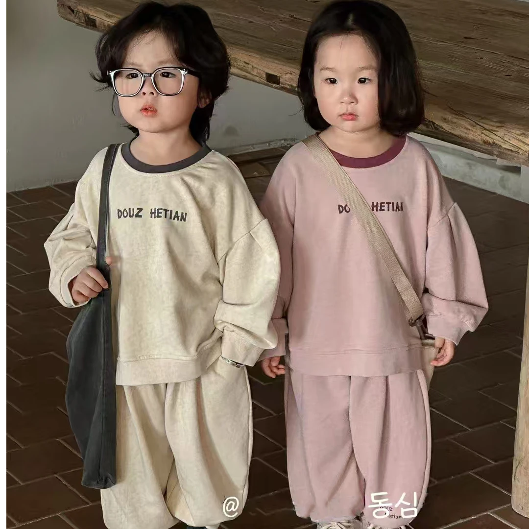 2024新款春秋宝宝中小童卡通印花洋气网红卫衣套装休闲秋季潮时尚