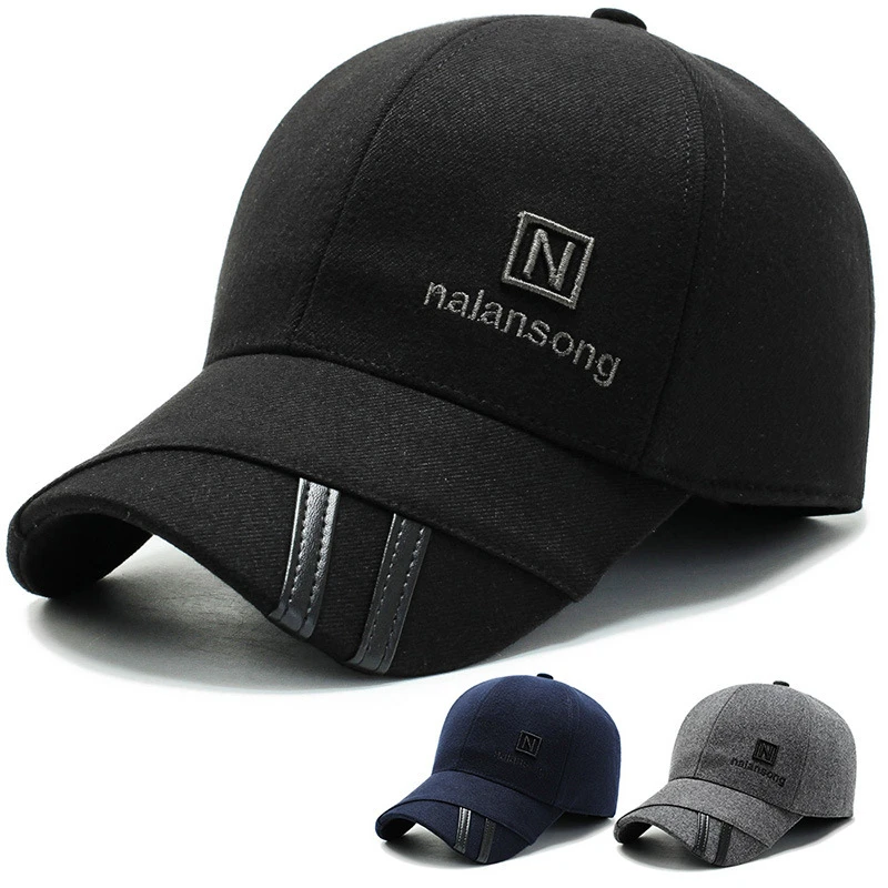 中老年男士帽子秋冬季加厚保暖毛呢棒球帽冬天护耳防风鸭舌帽休闲