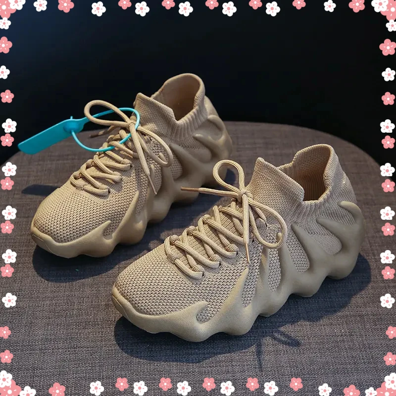 网红飞织八爪鱼运动鞋女2025夏季新款网面厚底透气跑步鞋情侣鞋女