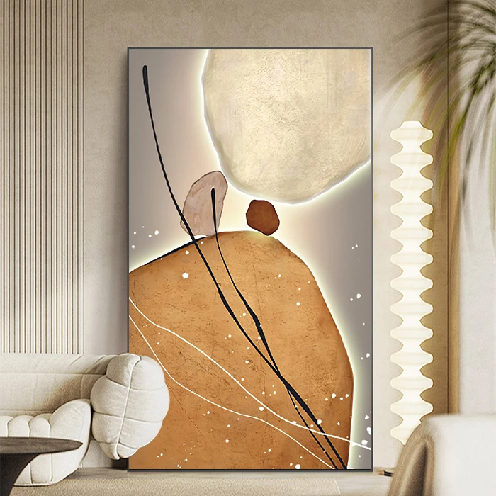 烁石灵动-美拉德色系现代轻奢客厅装饰画竖版入户挂画家居好物