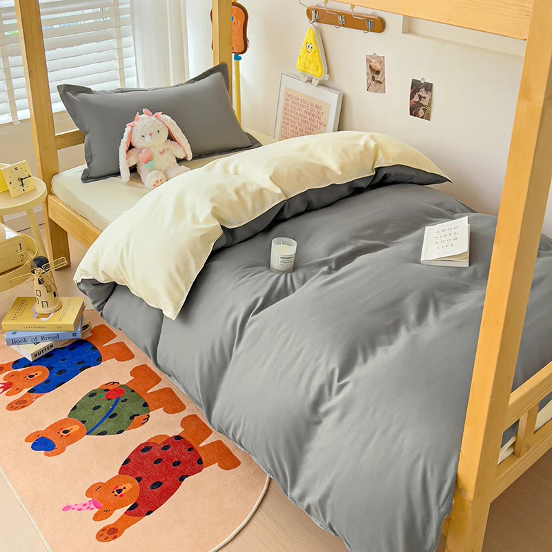学生宿舍床上三件套专用被套床单四件套被子印花大学生男单人床用