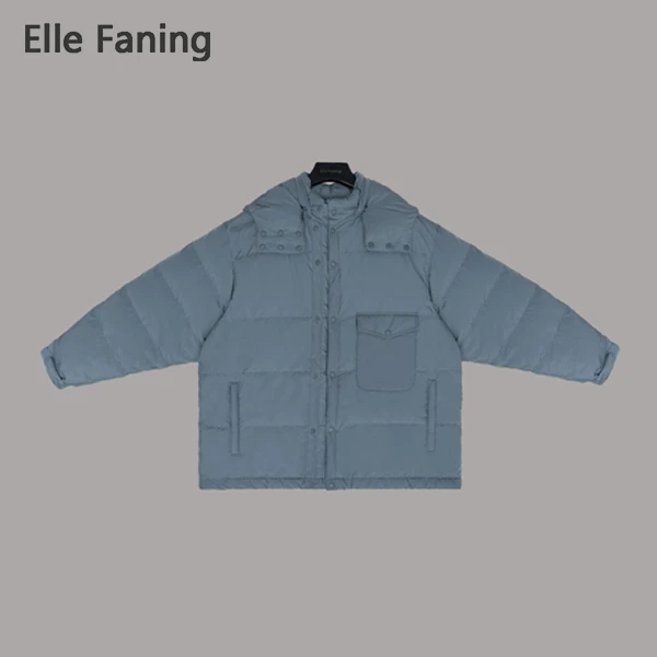 芒果优选-进口单口袋抽绳连帽廓形羽绒服