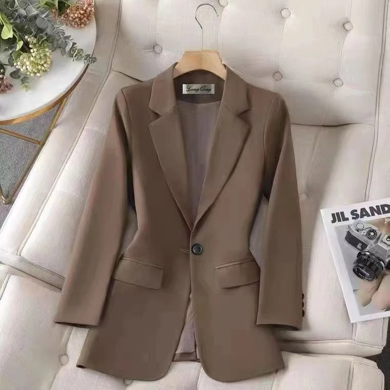 网红款韩版休闲宽松西装外套女气质小个子纯色西服显瘦女时尚9006