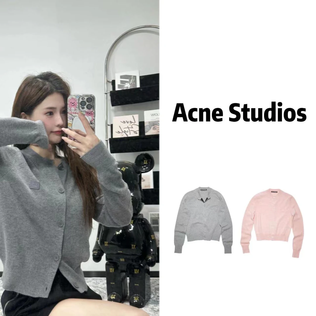 Acne Studios SS21 纯色舒适圆领单排扣宽松羊毛衫针织 开衫 女款