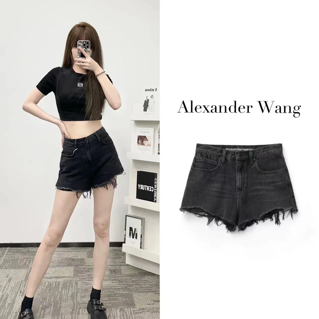 Alexander Wang亚历山大王女士水洗bite高腰牛仔短裤夏季百搭显瘦