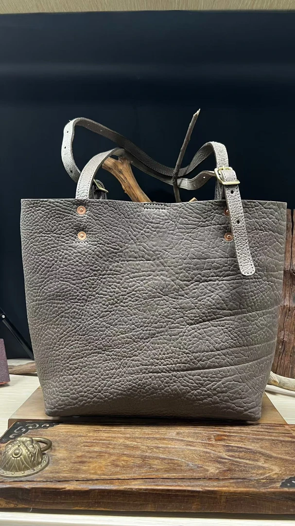 纯手工加厚缩纹牛皮托特包牛颈纹女士单肩包大容量女包牛皮托特包