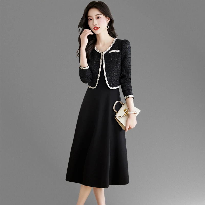 小香风外套连衣裙两件套女装2025春秋新款气质名媛洋气早秋套装裙