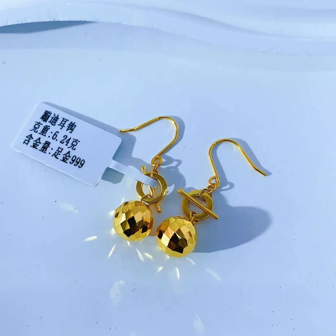 【伟新源】足金999 5G工艺 蹦迪耳钩6.24克