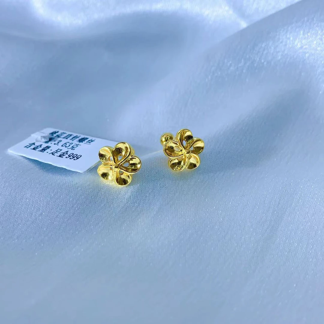 【伟新源】足金999 5G工艺 大桃花直针螺丝3.63克