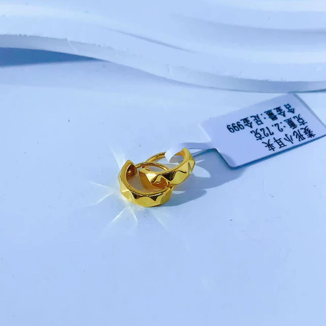 【伟新源】足金999 5G工艺 菱形小耳夹（点击选取规格克重）