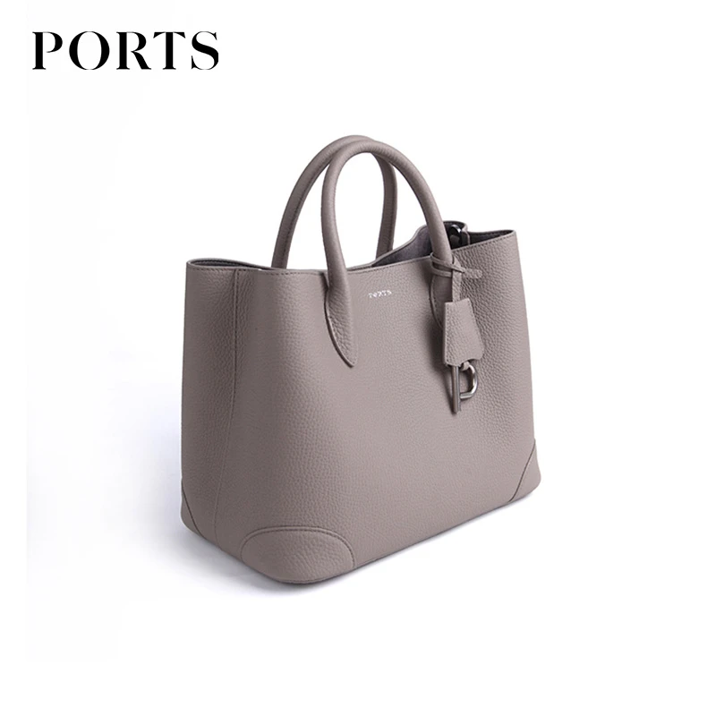 PORTS宝姿TWINKLE中号荔枝纹真皮牛皮都市时尚百搭通勤风手提包女