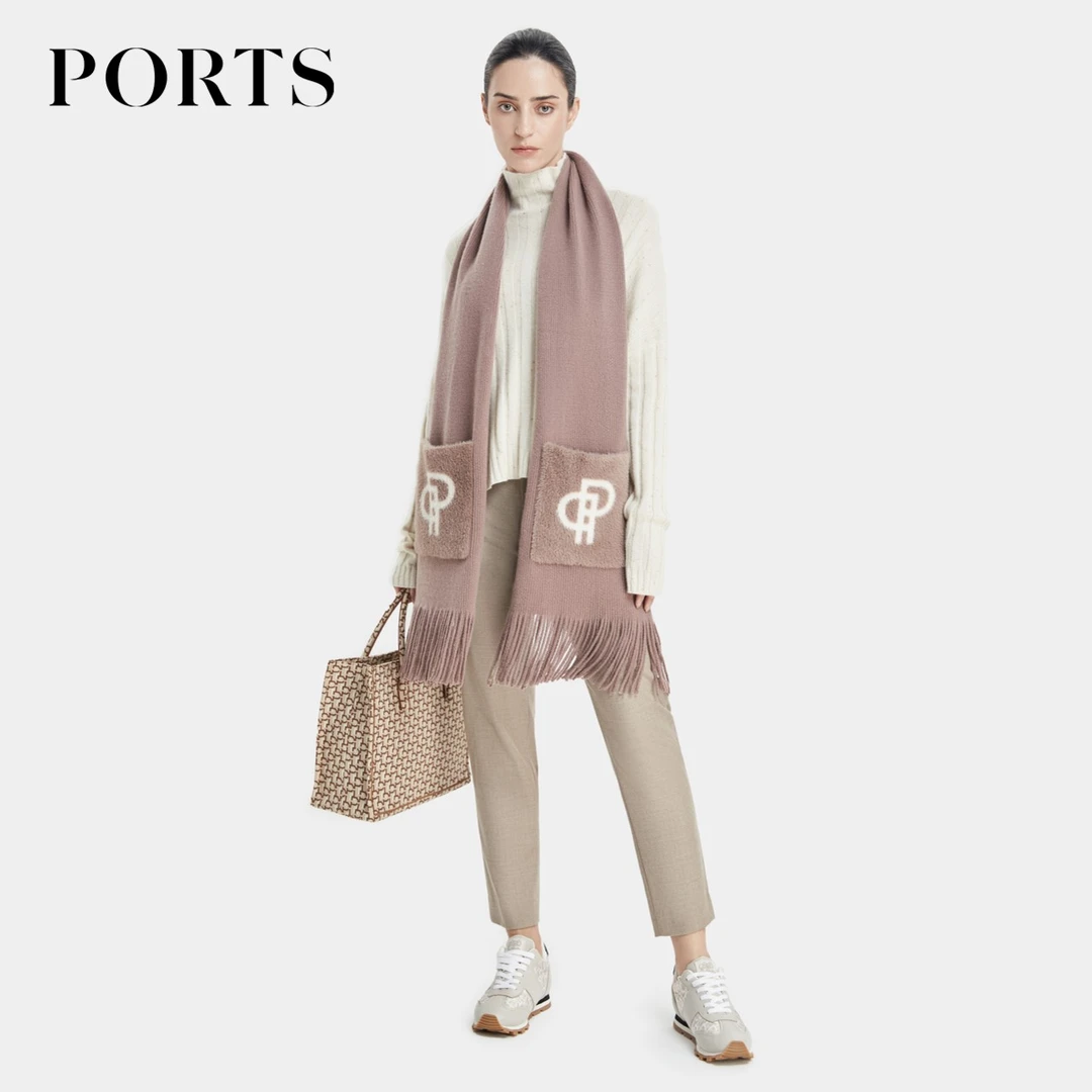 PORTS宝姿 女装秋季时尚通勤风简约奶白色毛衣豆豆纱羊绒针织衫女