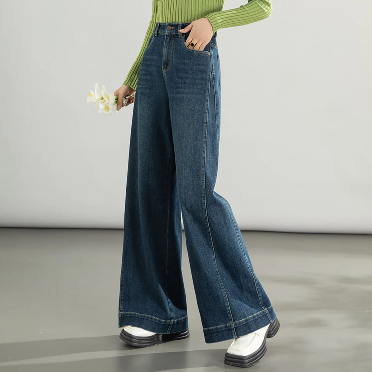 牛仔裤女宽松裙裤2025新款秋冬拖地宽腿裤烟筒直筒流行洋气高腰裤