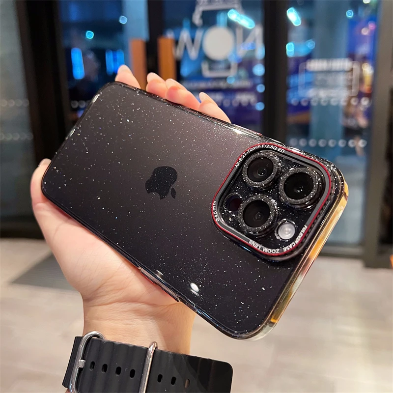 莱卡系列闪粉镜头膜适用于苹果14promax手机壳防尘iPhone13/12硬