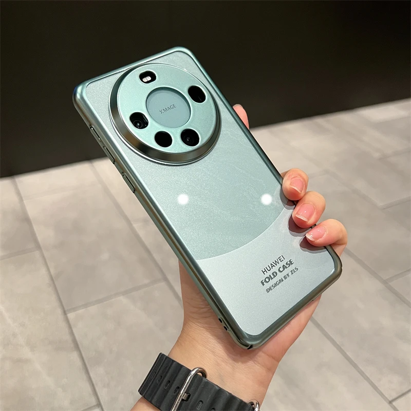 简约哑光电镀边超薄全包边透明磨砂手机壳适用于华为mate60pro