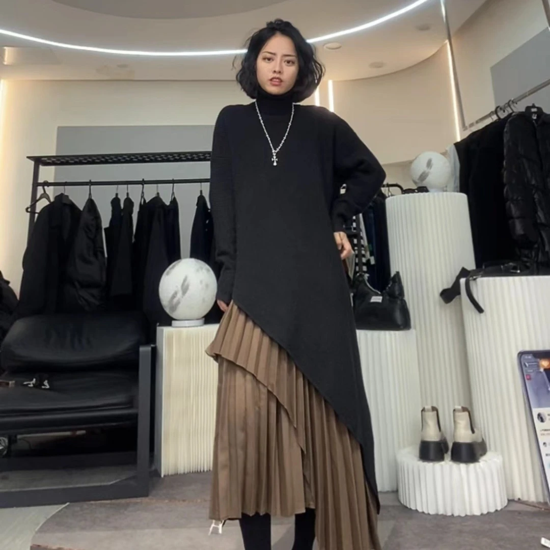 infobyfive福利秋冬季新款高领开叉毛衣HH02996