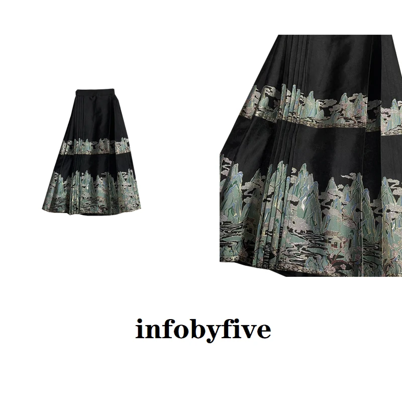 infobyfive【NANA推荐】2024春季复古中式半身裙马面裙2DC0302