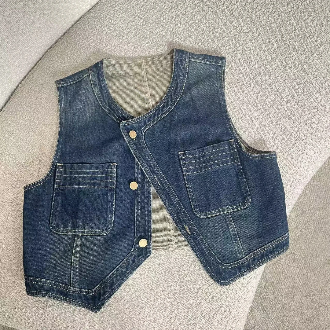 infobyfive福利夏季新款显瘦休闲牛仔短款马甲马夹2DG0301