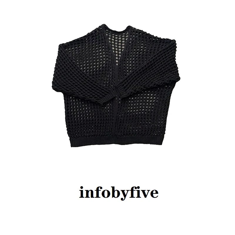 infobyfive 福利春季纯色网格针织宽松毛衣披肩2DC1202