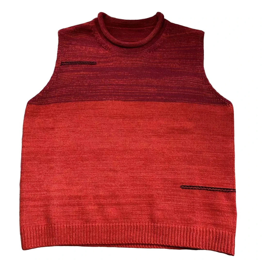 EANSSY G冬季新款红色无袖圆领套头针织马夹马甲NA2410N002