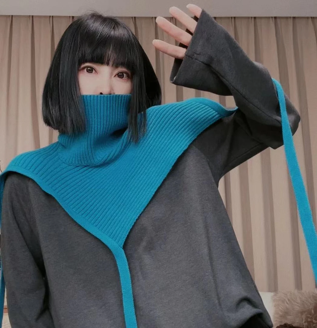 infobyfive秋季新款纯色针织时尚秋冬多色围脖披肩2CI2901